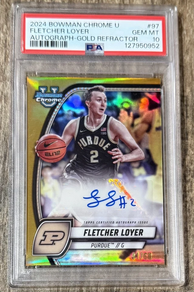 ЗОЛОТОЙ С АВТОГРАФОМ /50 PSA 10💎Bowman Chrome U Fletcher Loyer🔥POP 1! PERRCT ЗОЛОТО RC📈 - Изображение 1 из 4