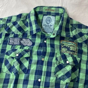 Scotch & Soda PLAID Pearl Snap Short Sleeve! Patches Details Sz L - Vintage - Picture 1 of 7