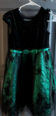 Jona Michelle 女孩绿色圣诞假日特殊场合礼服 12 码 — 第 1/4 张图片