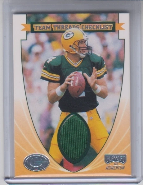 1999 Playoff SSD Momentum Brett Fave Team Threads Checklist Dual Jersey #TTC25 - Image 1 of 2