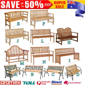 2/3 Seaters Hardwood Garden Bench with Backrest Outdoor Patio Weather Treated - Picture 1 of 16