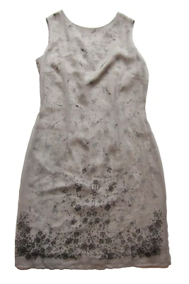 Vestido Hillard & Hanson Marfil Negro Forrado Lino Encaje Floral Sin Mangas Sin Mangas Sol 4 Foto 1 de 4