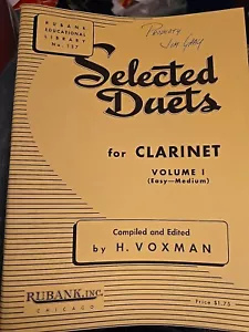 RUBANK SELECTED DUETS FOR CLARINET Volume 1 Easy to Medium Vintage 1947 B7 - Picture 1 of 8