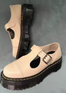 Dr. Martens Bethan Beigei EU 41 UK 7 Plateau 5,2 cm Halbschuhe Leder Schnalle - Bild 1 von 7