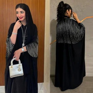 Dubai Mujeres Vestido Largo Abierto Abaya Modesto Kimono Abrigo Bata Musulmana Vestido Ramadán - Imagen 1 de 17