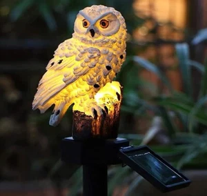 Owl Shaped Outdoor Garden Patio Walkway Ornaments - LED Solar Lighting Lights - Picture 1 of 7