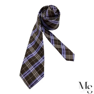 LIBERO MILANO Blue & Brown Plaids & Checks Silk Luxury Tie W: 2.75" EX COND - Picture 1 of 6