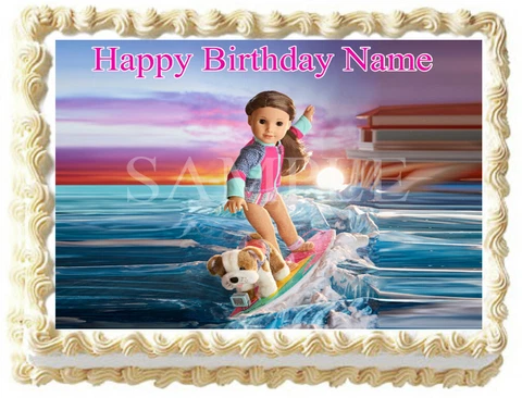 AMERICAN GIRL Joss Doll Edible Party cake topper image Cover