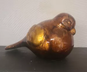 Glänzend Metallic Gold/Bronze/Braun Keramik Vogel Figur Dekor 5" Modern Country - Bild 1 von 8