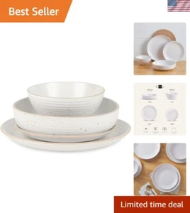 Versatile Set di Posate Off-White per 4 - Gres con Finitura Maculata Unica - Foto 1 di 9