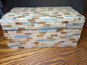 Mosaic Shell Storage Box 8 3/4'' - Picture 1 of 8