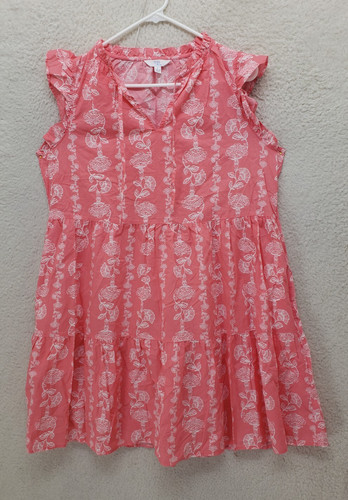 PALM ANGELS Abito donna Time Tru grande rosa floreale cotone cappuccio manica a strati mini boho