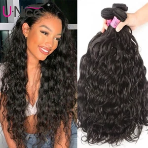 UNice Hair Mongolian Natural Wave Human Hair Extensions 1/3 Bundles Weaves Wefts - Picture 1 of 22