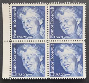 US Stamps, Scott #2105 Eleanor Roosevelt 20c Block of 4 1984 VF/XF M/NH - Picture 1 of 3