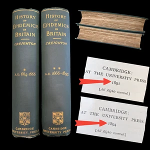 A History of Epidemics in Britain Creighton Vol 1 & 2 1891, 1894 Uncut* HC FE - Picture 1 of 14