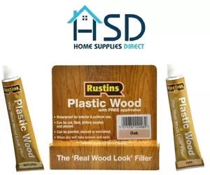 Rustins Plastic Wood Filler Applicator Repair Cracks Holes Teak Oak Natural Pine - Picture 1 of 6