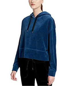 New Calvin Klein Womens Velour Cropped Hoodie, Eclipes - Picture 1 of 1