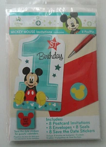 Disney Baby Mickey Mouse Invitations 1st Birthday - Picture 1 of 2
