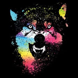 Colorful Wolf    Neon / Black Light     Tshirt    Sizes/Colors