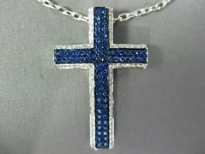 2.20 Ct Round Cut Simulated Blue Sapphire Men's Pendant 925 Sterling Silver - Picture 1 of 8
