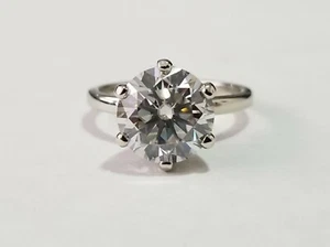 3.00 Carat Moissanite Solitaire 6 Prong Ring (Charles & Colvard) - Picture 1 of 4