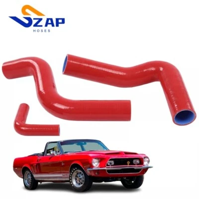 Silicone Radiator Cool Hose 1964-1968 Ford MUSTANG Cobra SHELBY 289-302 RED - Image 1 of 4