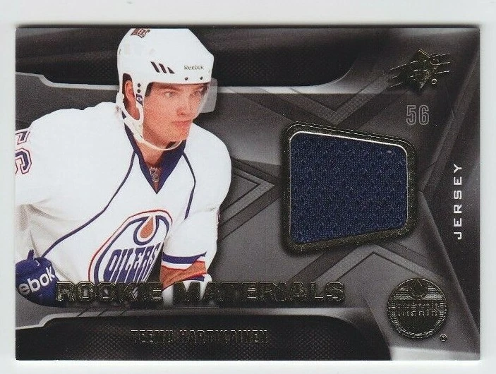 2011-12 UD SPX TEEMU HARTIKAINEN JERSEY ROOKIE MATERIAL RM-TH AUTHENTIC RC Oiler - Image 1 of 1