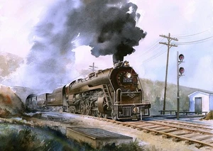 Reading RR RDG T-1 #2124 Steam Locomotive, Perkasie Tunnel, PA. Matted Prints - Picture 1 of 1