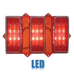 69 Ford Mustang Rear Red LED Tail Brake Light Lamp Lens w/ Stainless Trim 1969