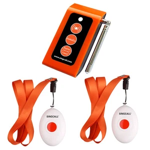 Wireless Calling System Caregiver Two Call Buttons & Caregiver Pager Nurse Alarm - Zdjęcie 1 z 10