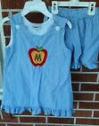 Lolly Wolly Doodle girl size 6 Back to school outfit with apple monogram M
