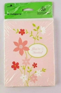 American Greetings Flor Rosa Floral Estás Invitado 10 Invitaciones con Sobres - Imagen 1 de 5