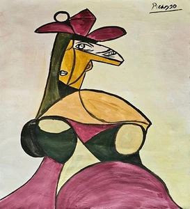 Pablo Picasso Signed Cubist Oil Painting on Canvas - Spanish Modern Art - Picture 1 of 4