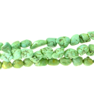 Apple Green Beads Magnesite Nuggets 15-20mm Three 15 inch strand Lot Boho  - Picture 1 of 1