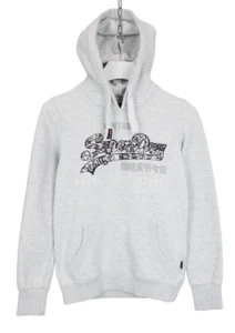 SUPERDRY Hoodie Women's UK 8 Melange Pullover Sequin Logo Kangaroo Pocket - Picture 1 of 11
