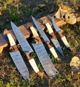 Rare Hand Forged Damascus Steel Full Tang Chef Set Dining Set Kitchen Knife - Picture 1 of 4