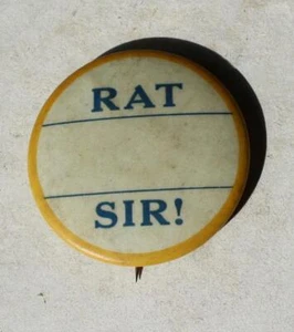 Insignia individual de celuloide amarillo azul blanco Rat Sir ---- - Imagen 1 de 1