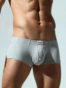 New Men's Sexy Gray Ribbed Square Cut Brief w/Enhanced Contoured Pouch -Gay - Picture 1 of 6