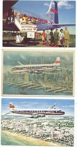 NATIONAL AIRLINES - 3 postales diferentes de aerolíneas de los años 50 - Imagen 1 de 2