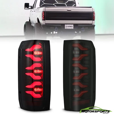 For 1987-1996 Ford F150 F250 F350/Bronco LUXX-Series LED Black Red Tail Lights - Image 1 of 4