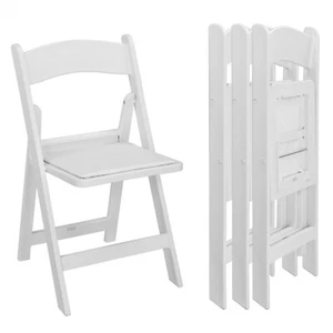 4Pcs Folding Chairs Resin Chairs w/Padded Seat for Dining Office Garden Events - Picture 1 of 15