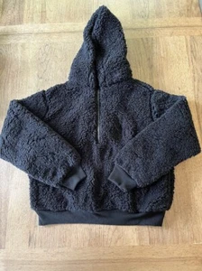 Victoria’s Secret Black Logo LARGE Plush Sherpa Hoodie Half Zip Sweatshirt VS - Picture 1 of 2