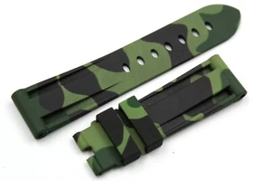 Bracelet En Silicone TPU Camouflage Vert Taille 22-24mm Unisexe Boucle Militaire - Imagen 1 de 6