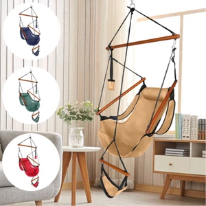 Deluxe Luft Hängematte hängend Terrasse Baum Himmel Schaukelstuhl Outdoor Veranda Lounge braun - Bild 1 von 37
