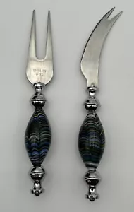 Swirly Cheese Knife Set Unbranded Stainless Steel Retro Dinner Party 70s 80s EUC - Picture 1 of 8