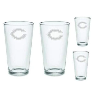 JUEGO de vasos grabados de pub pintados personalizados de los Chicago Bears - Imagen 1 de 1