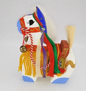 Vintage Japanese Folk Art Festival Horse Figurine Hand Painted 6.5" - Picture 1 of 7
