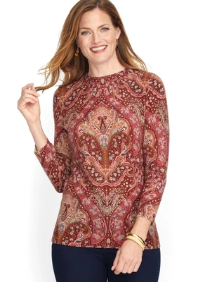 Suéter Audrey TALBOTS 100% Cashmere - Paisley Tamanho Gp - Imagem 1 de 4