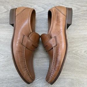 Mocassini uomo Saks Fifth Avenue in pelle marrone marrone chiaro Made in Italy taglia USA 8 - Foto 1 di 11