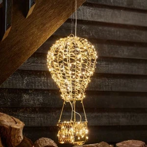 Hanging LED Christmas Light Hot Air Balloon Lamp Light Up Xmas Decor 50cm Gold - Picture 1 of 24
